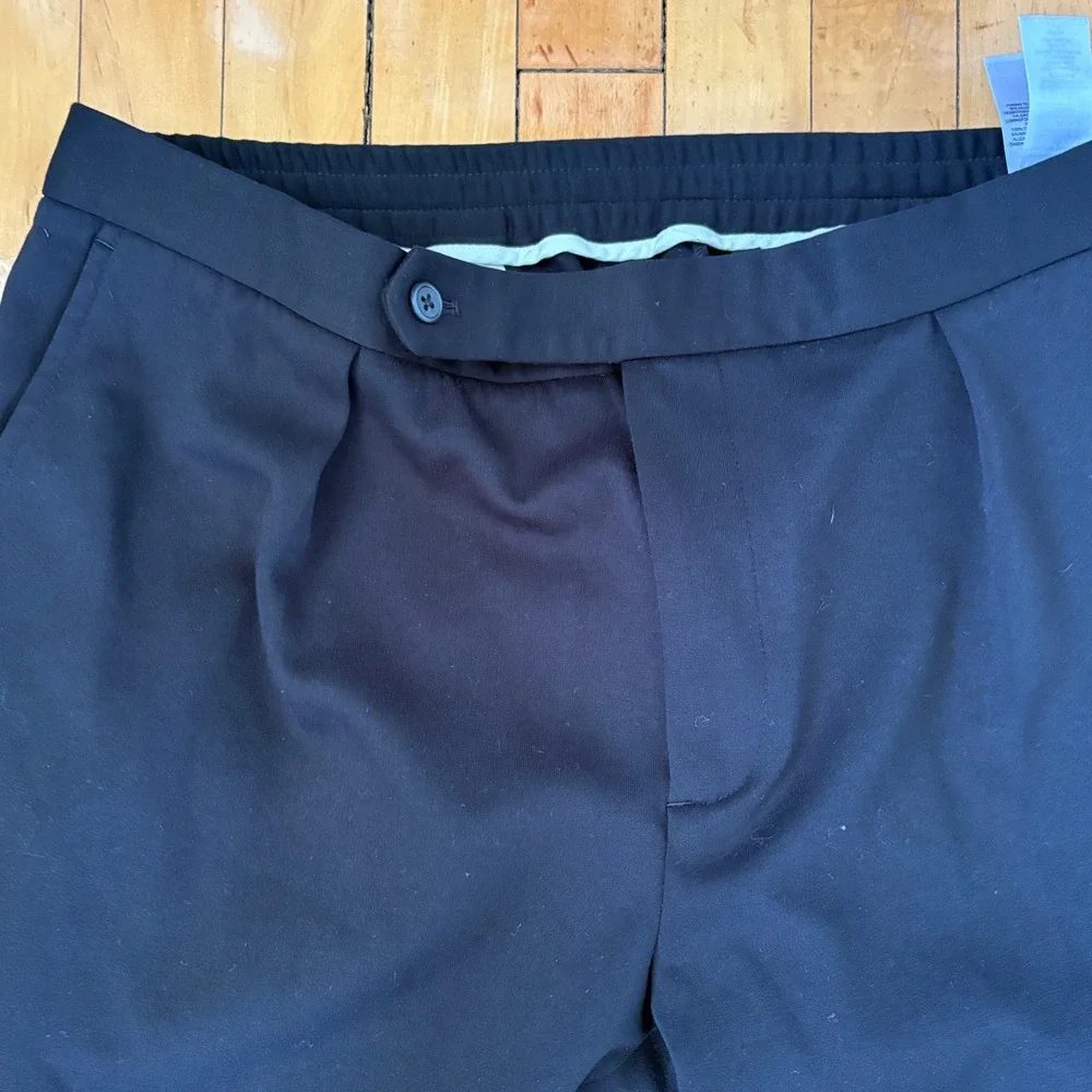 Polo Ralph Lauren Double Knit Suit Trousers Mens 39x30 Black Preppy Drawstring